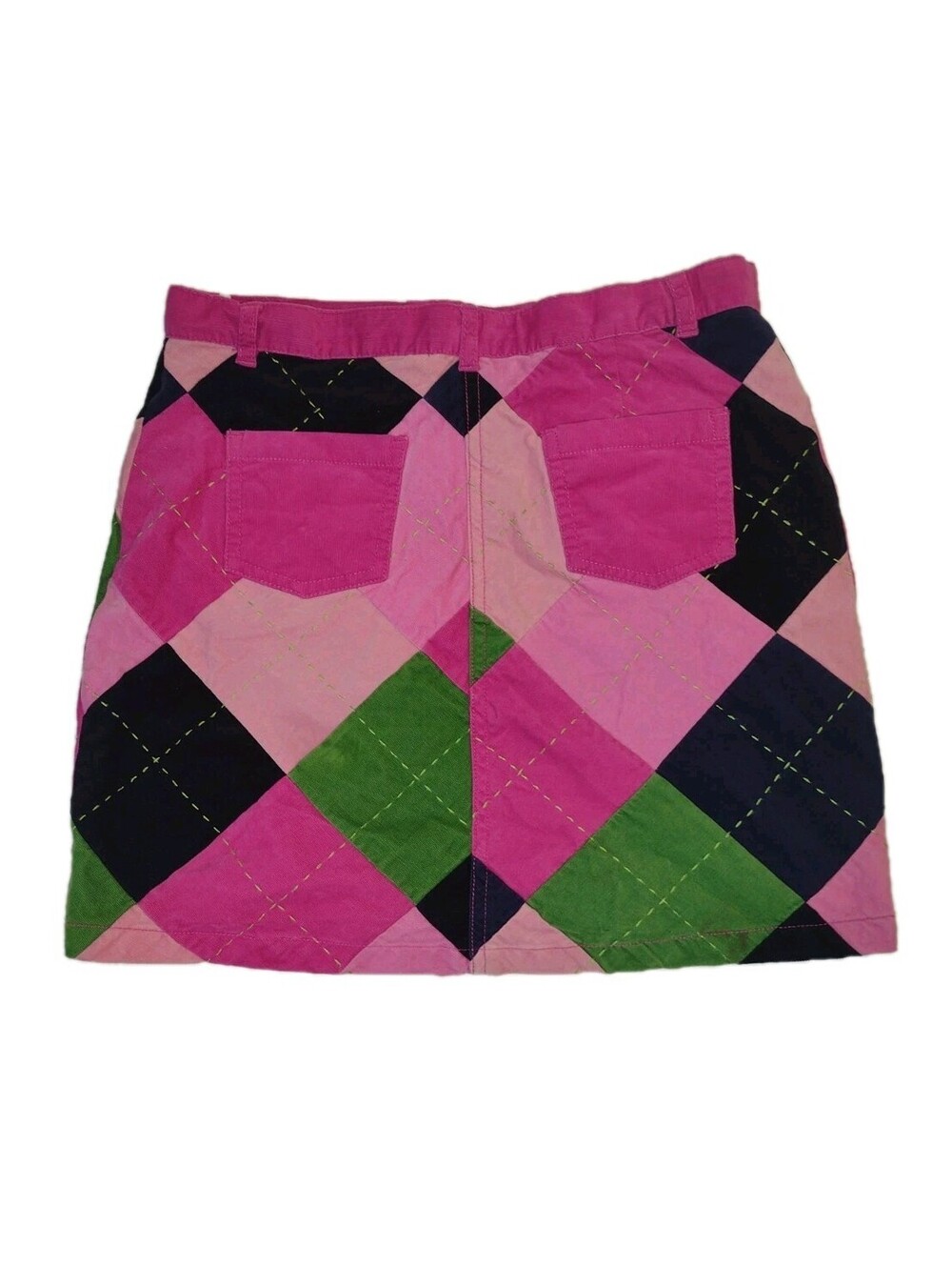 Lilly Pulitzer Velveteen Micro Mini Skirt Y2K Preppy Argyle Plaid Pink XS - Picture 2 of 8